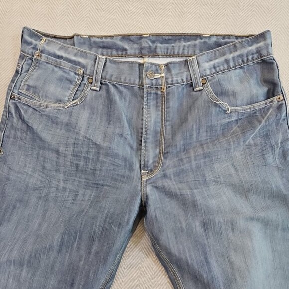 Levis 514 Jeans Men 38x30 Silver Blue Slim Straight Flap Pocket Denim Pants VTG - Picture 9 of 16